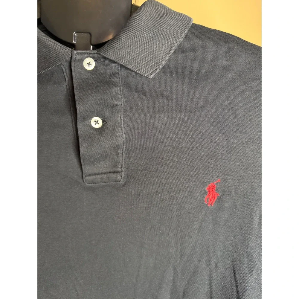 Polo Ralph Lauren Mens Black Short Sleeve Polo Shirt Red Pony Logo Large